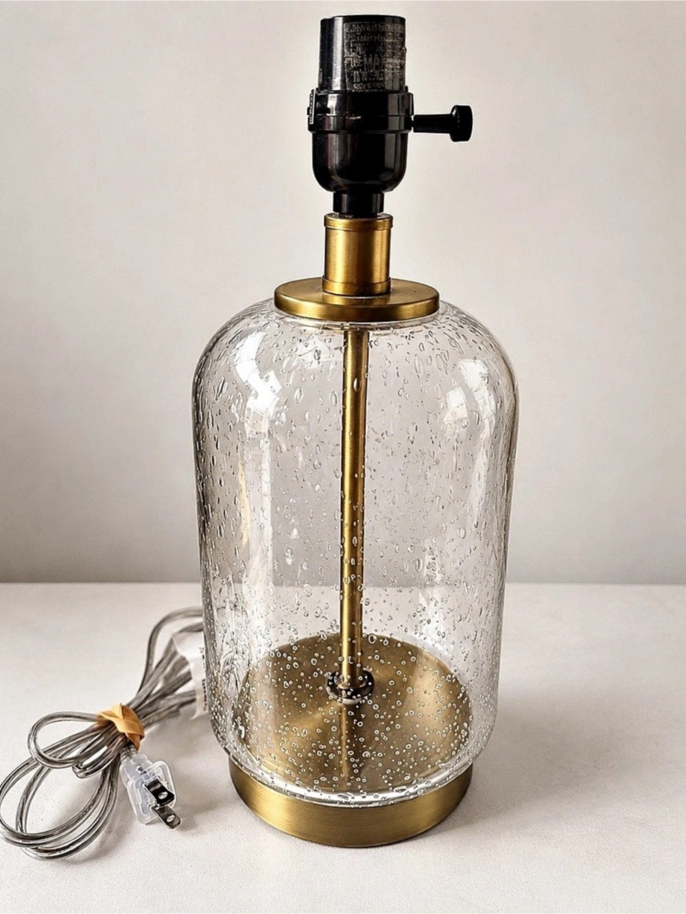 Threshold Bubble Glass with Brass Detail Large Lamp Base Pair